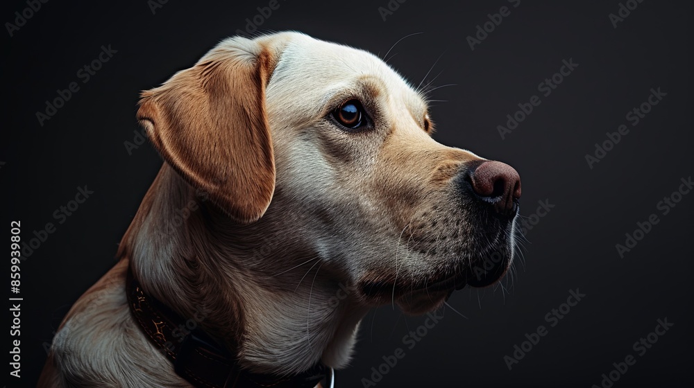 a dog portrait on dark background a dog portrait on dark background