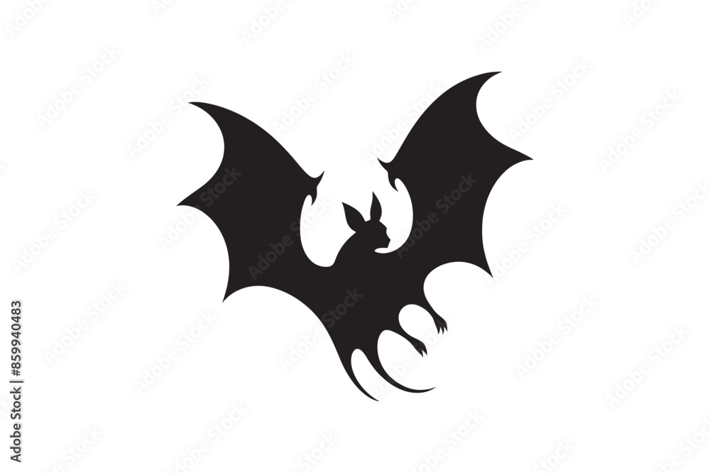 A vector silhouette of a bat with a white background A vector silhouette of a bat with a white background