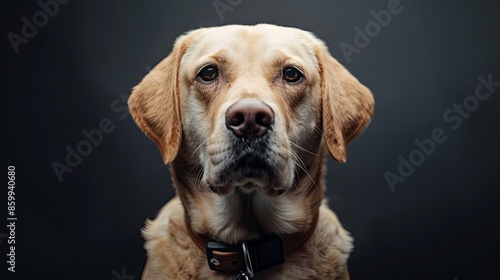 a dog portrait on dark background