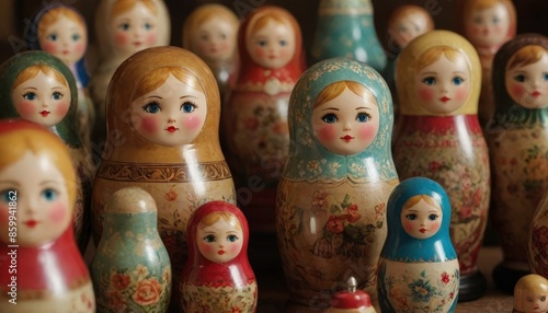Traditional Russian Nesting Dolls. © BOJOShop