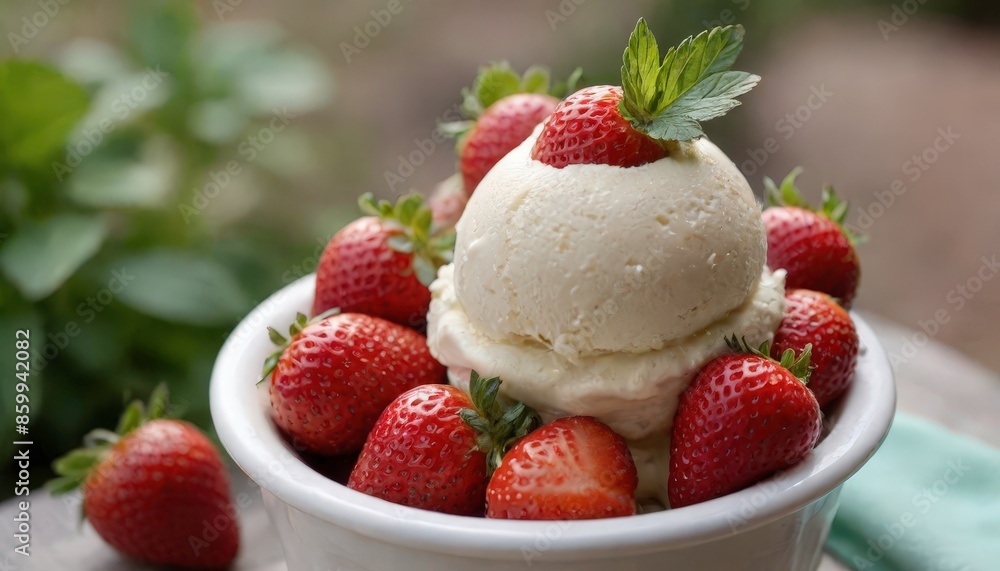 Vanilla Ice Cream with Strawberries. Vanilla Ice Cream with Strawberries.