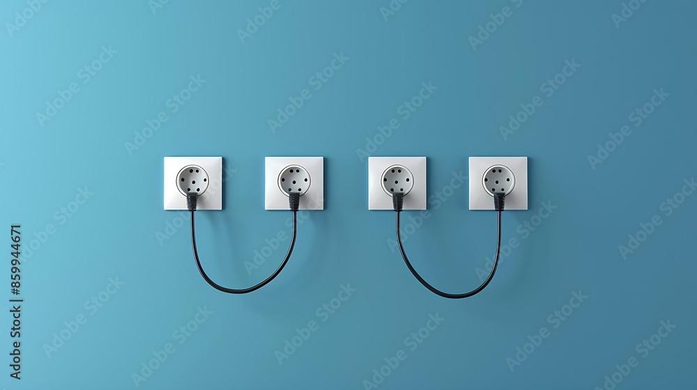 Electric sockets and electric plugs electrical outlet with plugs hanging on wall Electric sockets and electric plugs electrical outlet with plugs hanging on wall