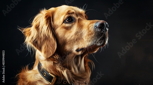 a dog portrait on dark background