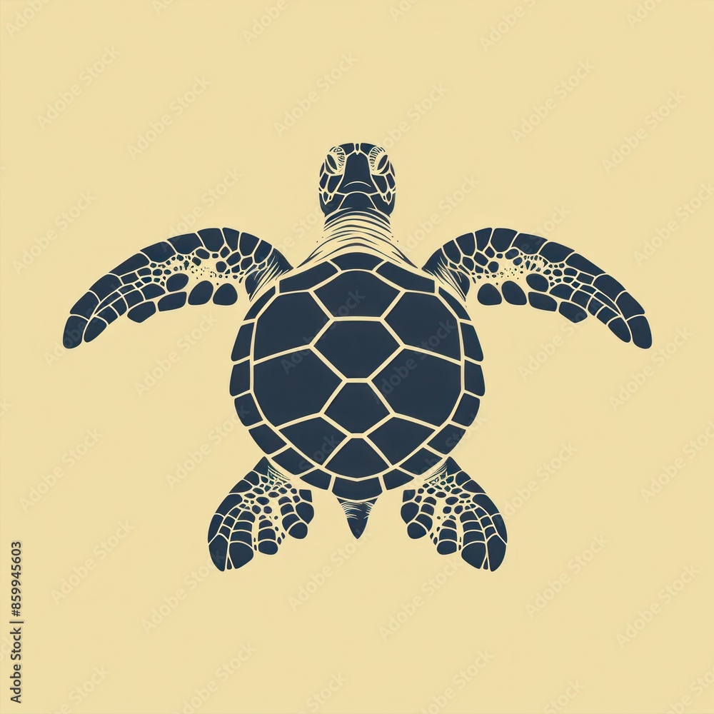 Fototapeta premium Vibrant Flat Design Illustration of a Sea Turtle On a Light Background