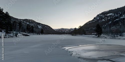 Montanhas Cobertas de Neve ao Nascer do Sol.