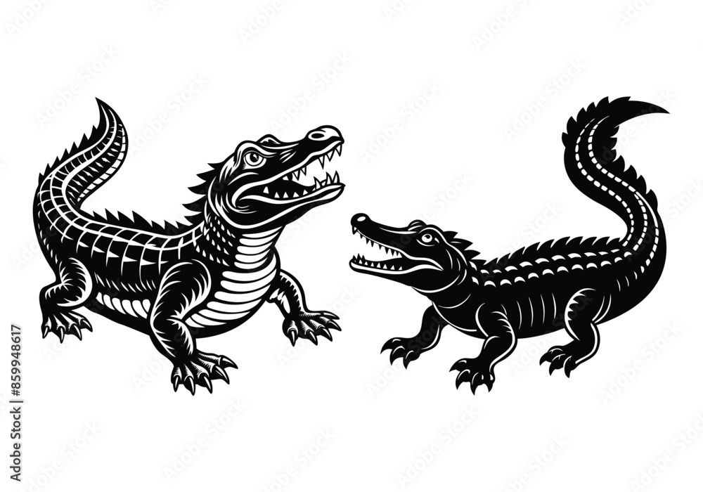 Obraz premium Stylish Crocodile Silhouette Vector Art Illustration for Bold and Striking Designs