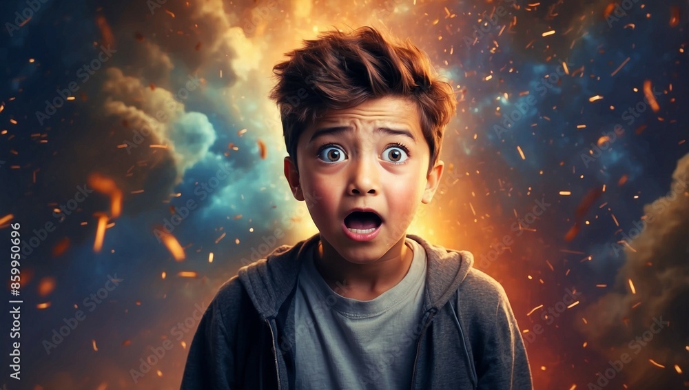 A boy shocking reaction A boy shocking reaction