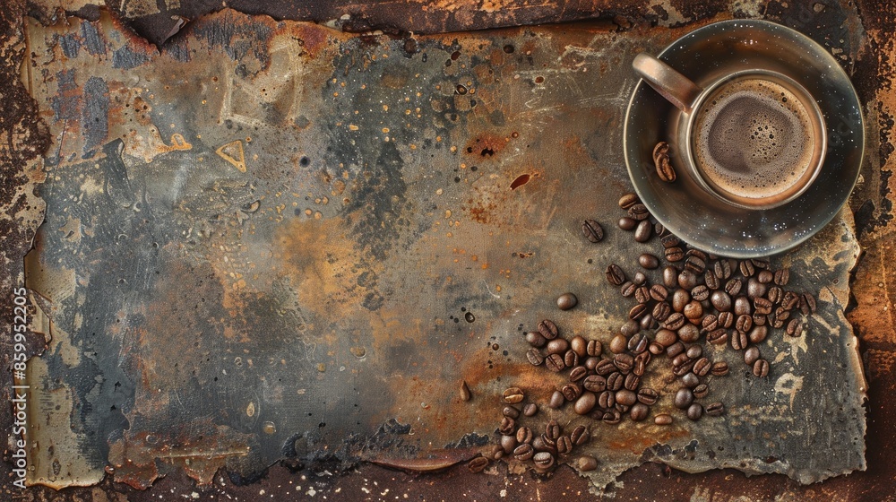 Coffee composition on grunge backdrop Coffee composition on grunge backdrop