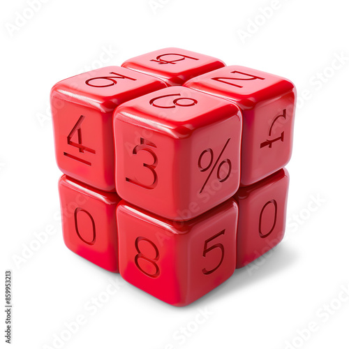 Red Discount Cubes on Transparent Background