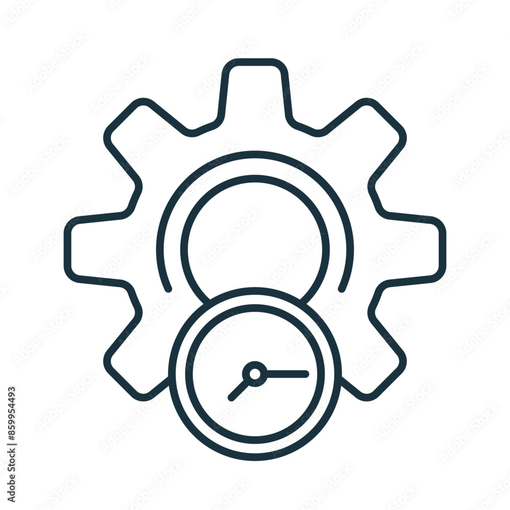 Management vector symbol, clock and gear icon, linear symbol isolated on white. Illustration symbol of logo Pixel perfect vector graphics. Management vector symbol, clock and gear icon, linear symbol isolated on white. Illustration symbol of logo Pixel perfect vector graphics.