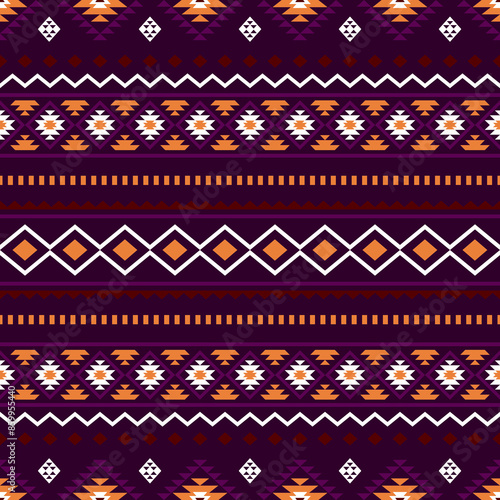 Ancient echoes Aztec geometric seamless patterns southwest Navajo Native American tribal ethnic colorful for textile printing