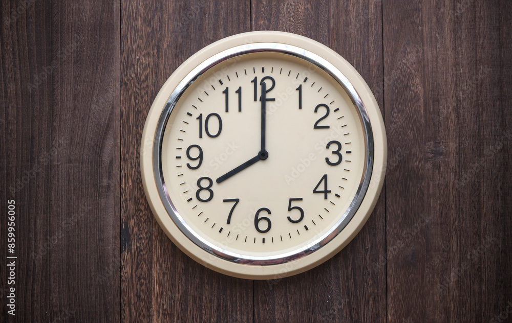 Wall clock indicating 8 o'clock. eight o'clock Wall clock indicating 8 o'clock. eight o'clock
