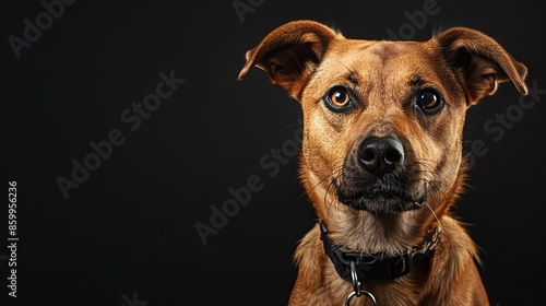 a dog portrait on dark background