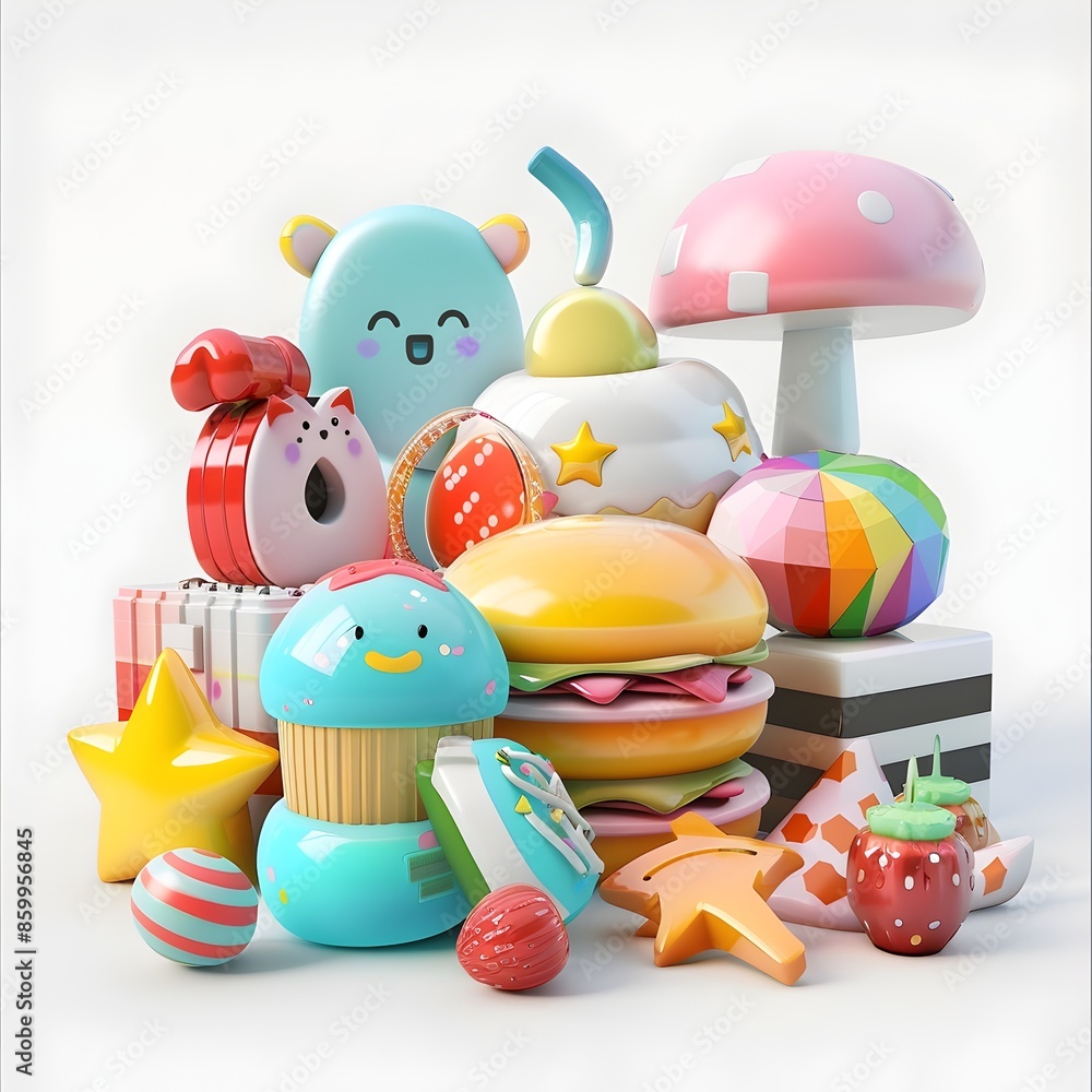 Vibrant 3D Rendered Icons and Symbols Collection for Playful Graphics Vibrant 3D Rendered Icons and Symbols Collection for Playful Graphics
