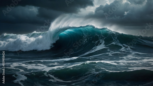 A landscape of a stormy sea and storm clouds