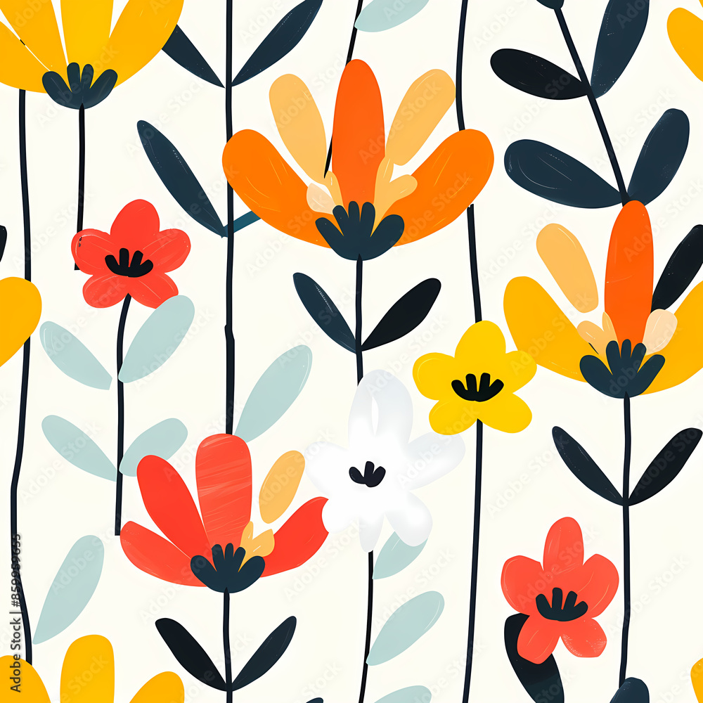Seamless floral pattern of wild field grass flowers isolated on white background. Spring, summer botanic background for design, print, card, paper, wallpaper, postcard, poster, cover, fabric. Seamless floral pattern of wild field grass flowers isolated on white background. Spring, summer botanic background for design, print, card, paper, wallpaper, postcard, poster, cover, fabric.