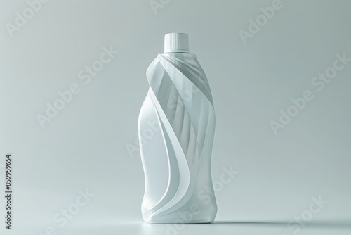 A uniquely shaped bottle of toilet bowl cleaner, set against a plain light grey background to showcase its ergonomic design photo