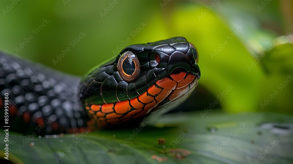 Red bellied black snake in defence stance Red bellied black snake in defence stance