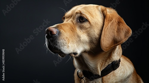 a dog portrait on dark background