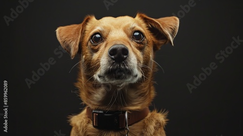 a dog portrait on dark background