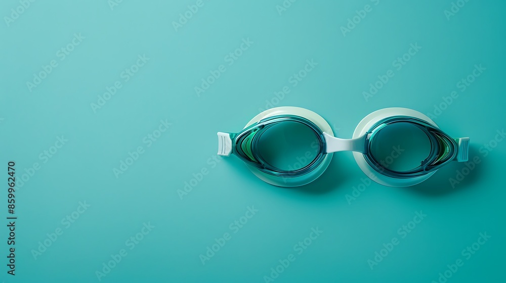 Fototapeta premium Swimming goggles isolated on green background