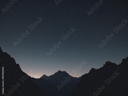 Wallpaper Mural A dark silhouette of a mountain range against a star-studded sky. Torontodigital.ca