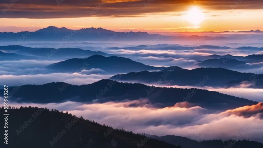 mountain views with clouds lying in the valley between the mountains footage mountain views with clouds lying in the valley between the mountains footage