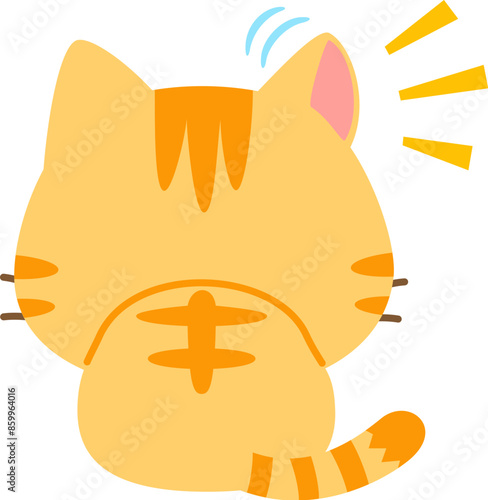 耳を動かし背後の音を聞く猫、聞き耳