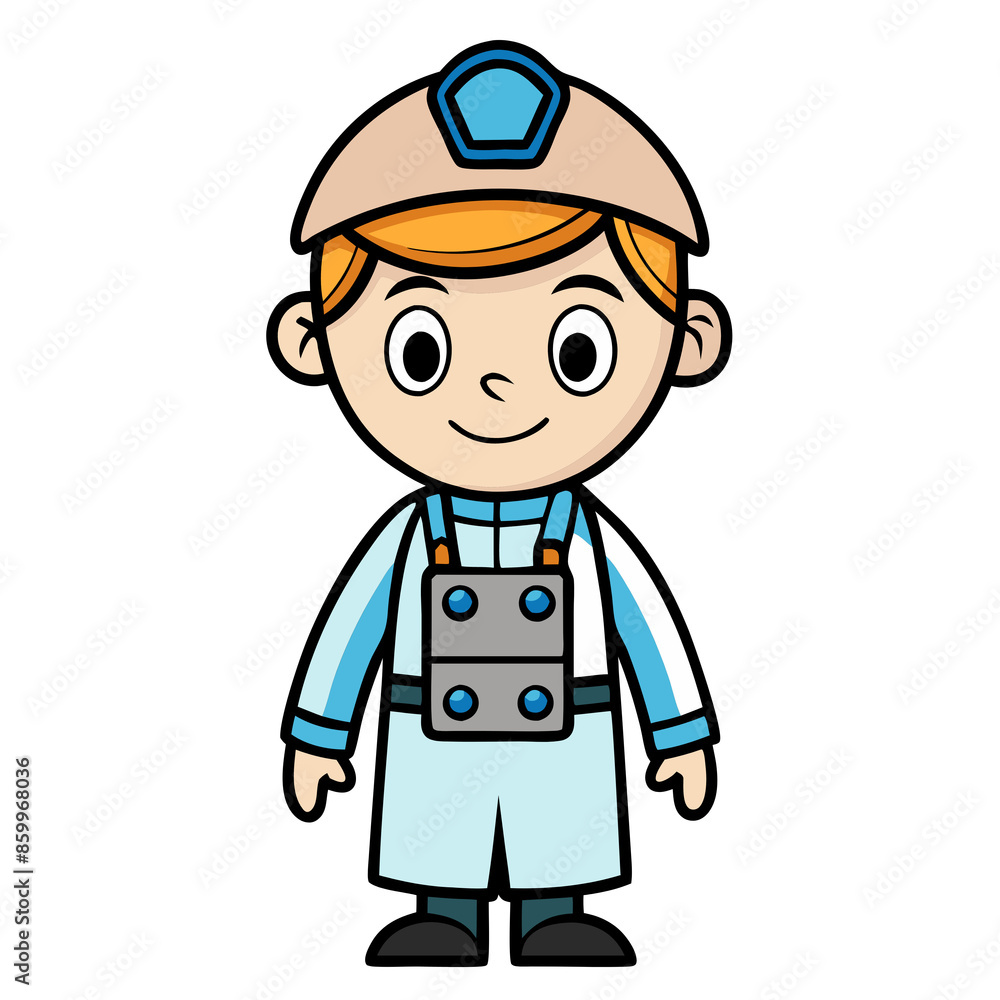 Cute cartoon boy in helmet and overalls with a big smile. Perfect for kids' illustrations, educational materials, and character designs. Cute cartoon boy in helmet and overalls with a big smile. Perfect for kids' illustrations, educational materials, and character designs.