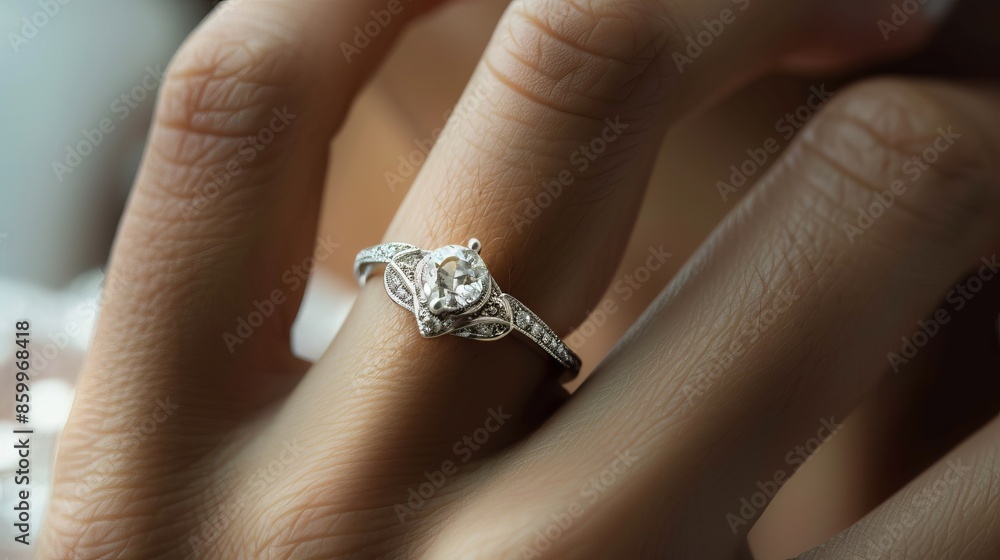 Mockup of a ring in a beautiful women's soft hand Mockup of a ring in a beautiful women's soft hand