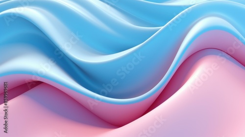 Abstract 3D pink and blue background with undulating forms photo