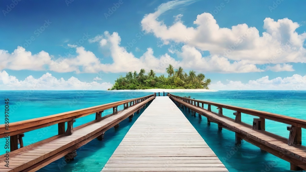 Fototapeta premium Tropical Landscape Background. Made with Generative AI Technology