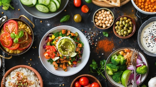 Wallpaper Mural Colorful Vegetarian Meal with Various Ingredients Torontodigital.ca