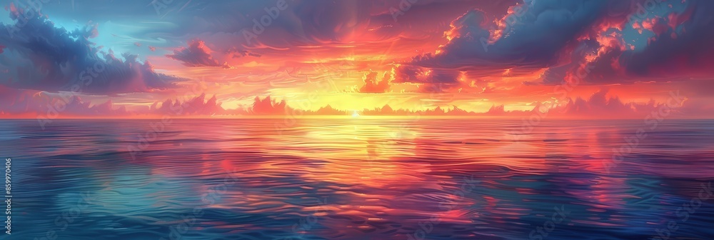 Fototapeta premium Sunset Over a Calm Sea