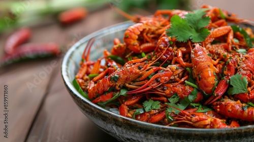 Spicy Crayfish with Herbs.