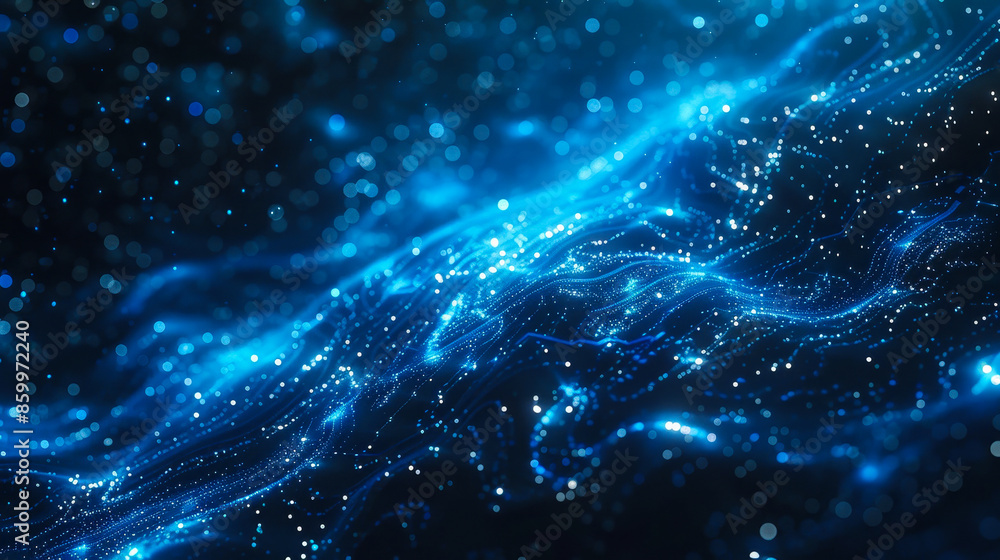 A captivating abstract representation of a network with sparkling blue lights, perfect for technology and futuristic themes. A captivating abstract representation of a network with sparkling blue lights, perfect for technology and futuristic themes.