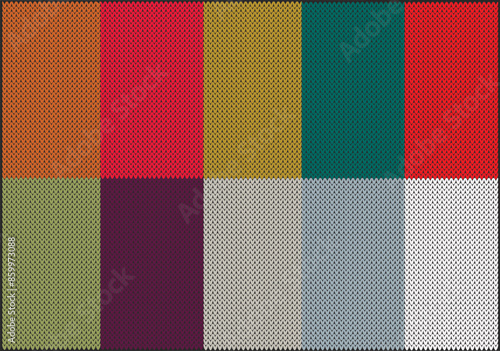 Fashionable color collection autumn 2024 winter 2025. Sample of a knitted background for decorating warm clothes, knitwear, patterns, writing texts. Advertising. Vector illustration 