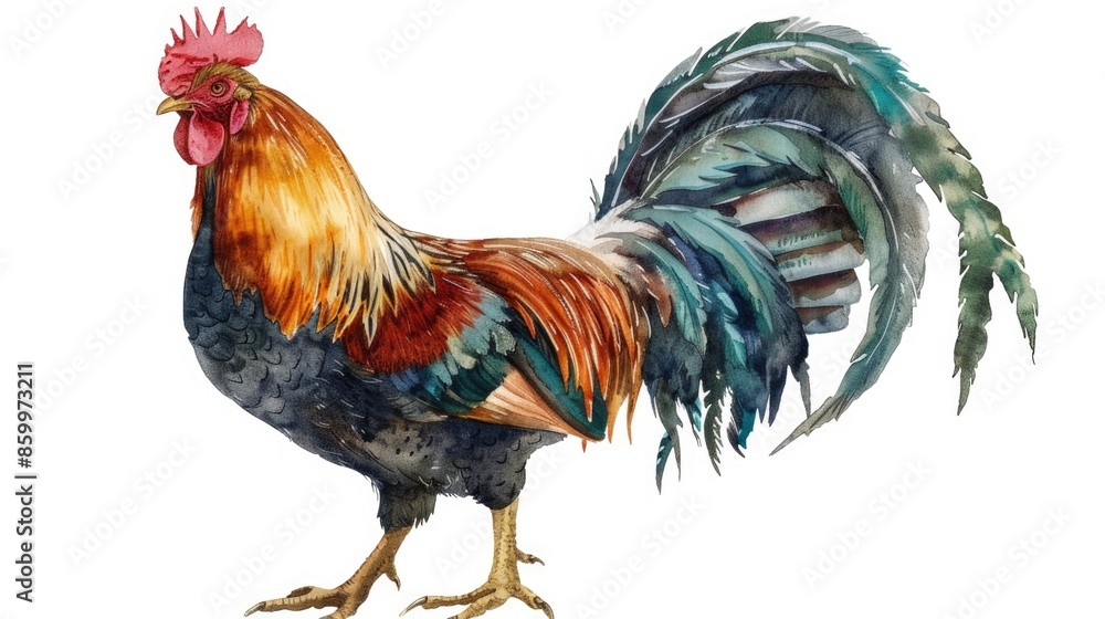 Fototapeta premium Rooster on white background