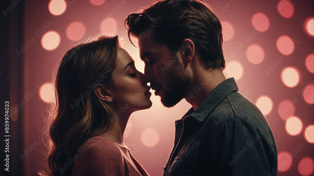 A couple sharing a kiss like a scene from a movie A couple sharing a kiss like a scene from a movie