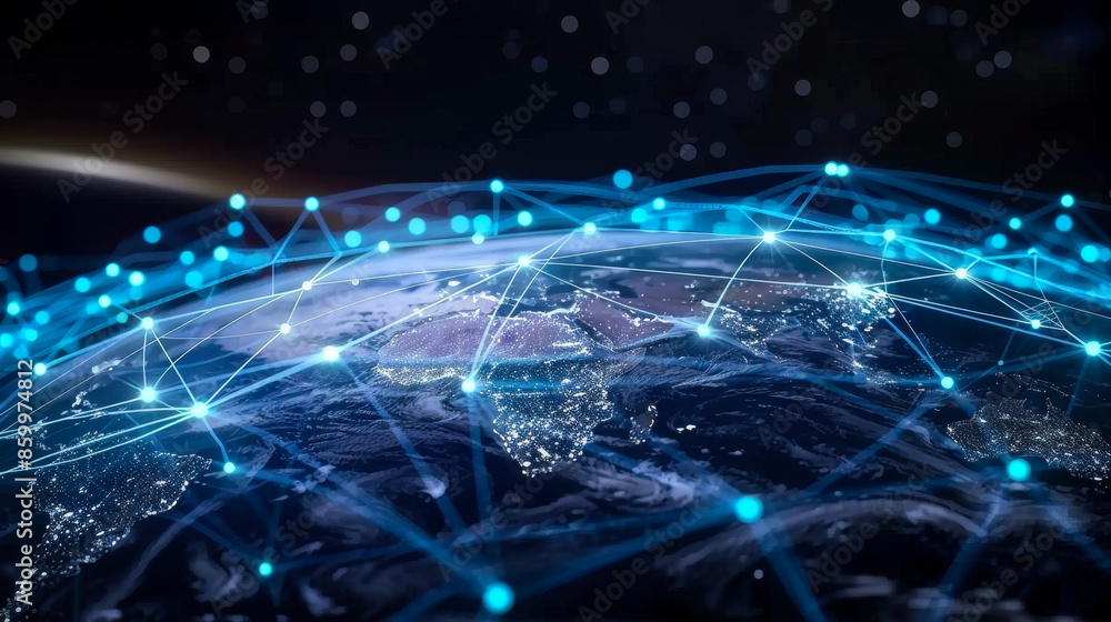 Global network connection showcasing a digital representation of worldwide communication and data exchange with interconnected points and lines. Global network connection showcasing a digital representation of worldwide communication and data exchange with interconnected points and lines.
