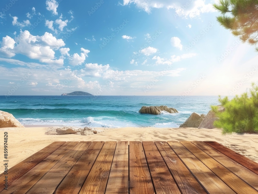 Fototapeta premium Beachside wooden deck