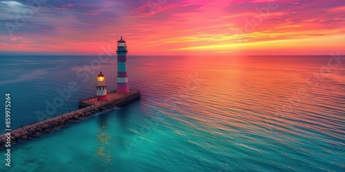 Lighthouses at Sunset on the Baltic Sea