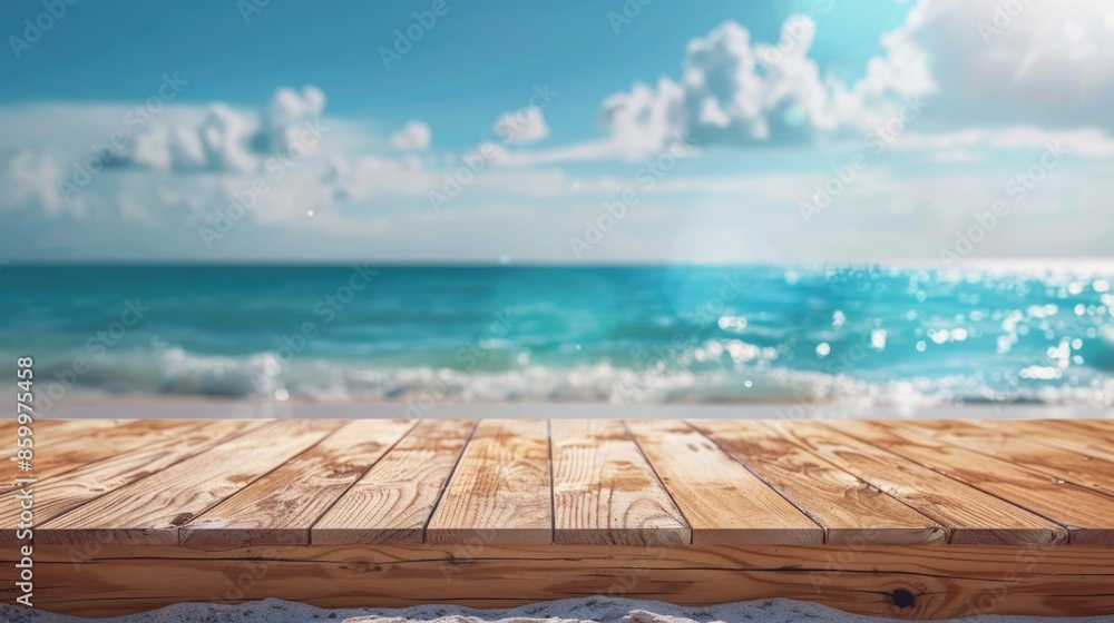 Fototapeta premium Beachside wooden table