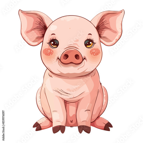 cute Miniature Pig vector illustration