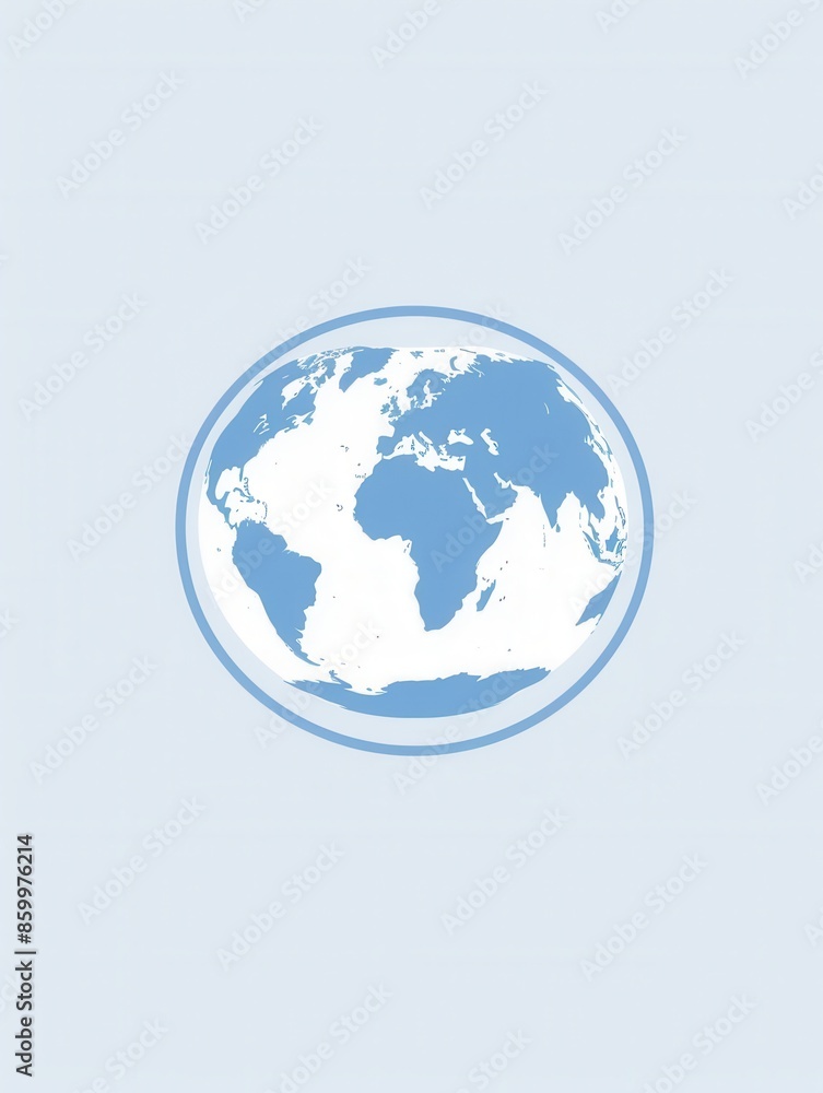 A minimalistic illustration of a blue globe with white continents, perfect for travel agencies and global travel companies. Generative AI A minimalistic illustration of a blue globe with white continents, perfect for travel agencies and global travel companies. Generative AI