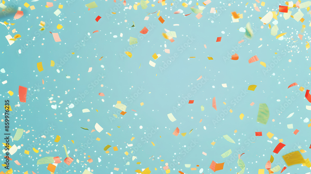 Celebration and colorful confetti party on blue abstract background Celebration and colorful confetti party on blue abstract background