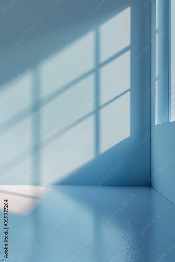 Interior Room with Window and Blue Floor Interior Room with Window and Blue Floor