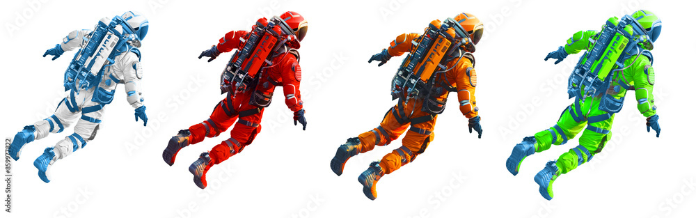 Set of jetpack man on transparent background Set of jetpack man on transparent background
