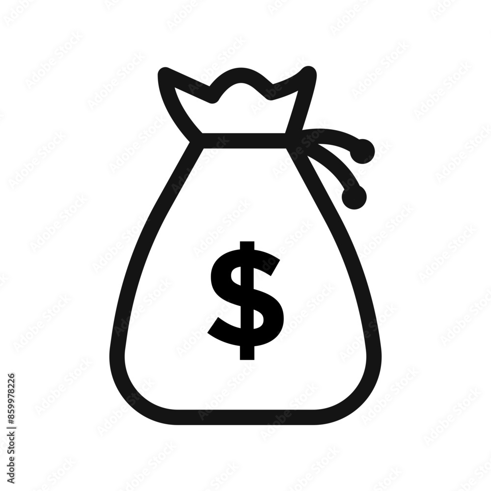 Finance Money Bag Icon Ideal for Wealth Management and Savings