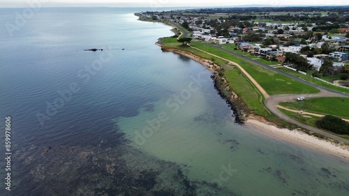 Drone aerial Photo of Portarlington, Victoria, Australia.  photo